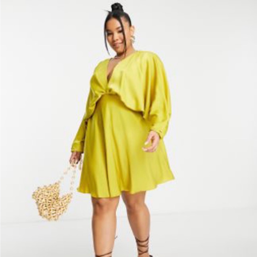 ASOS Curve Gold Long Sleeve Dress